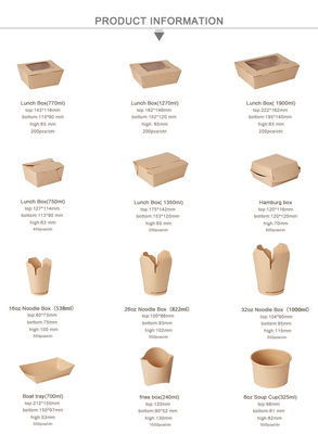 770ml 1270ml 1900ml Cardboard Takeaway Boxes For Salad Sushi
